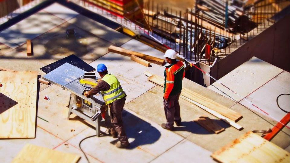 People working on construction site