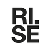 Logo for RISE. Capital letters RI. on the first line, SE  below, all in black.