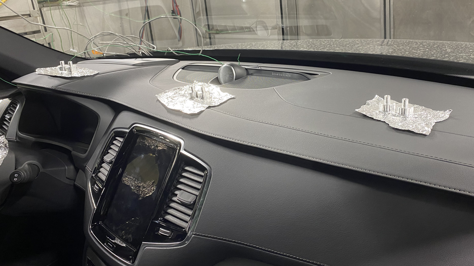 Dashboard in a car with instruments for examining the indoor air.