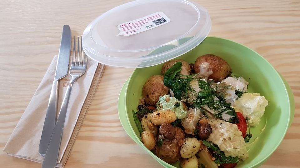 Bild på take away-förpackning i projektet Retursystem för take away-förpackningar.