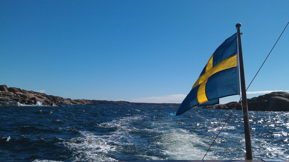 The image shows a boat in the archipelago.