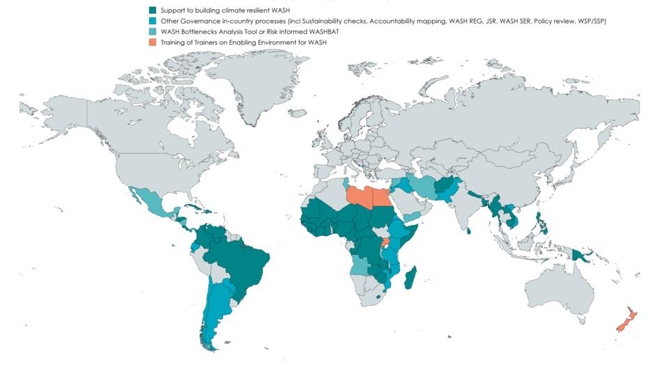 Karta över WASH:s arbete med UNicef