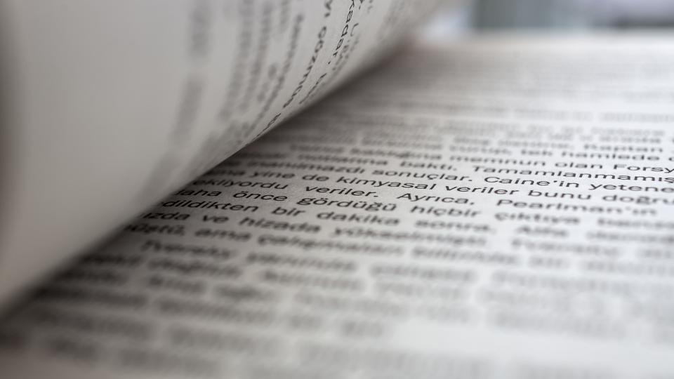 close up words and book pages