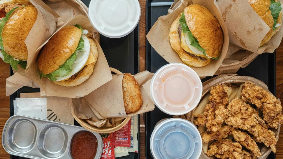 Takeaway food in packaging